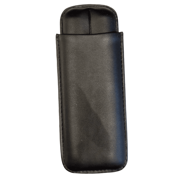 A black leather sleeve or holster with a stitched border and a top flap, shown against a plain white background.