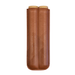 A brown leather double shotgun shell holder with two cork inserts visible at the top, shown against a plain white background.