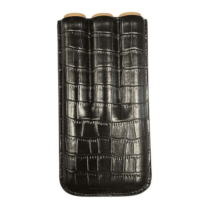 3 Finger Crocodile Cigar Case with Cutter