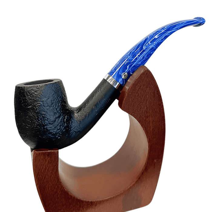 Brigham Northern Lights Chinook 23 bent billiard pipe black sandblast briar with green acrylic stem premium tobacco pipe Canada