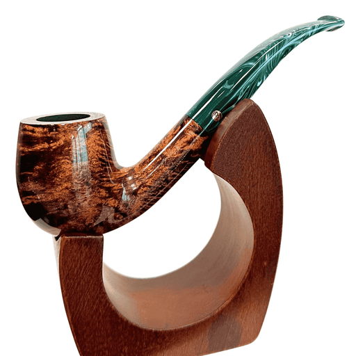Brigham Northern Lights Klondike 24 bent billiard pipe polished briar with green acrylic stem premium tobacco pipe Canada