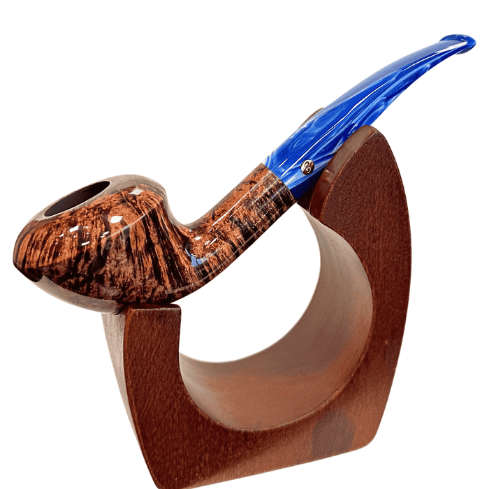 Brigham Northern Lights Klondike 426 bent freehand briar pipe polished grain with blue acrylic stem premium tobacco pipe Canada