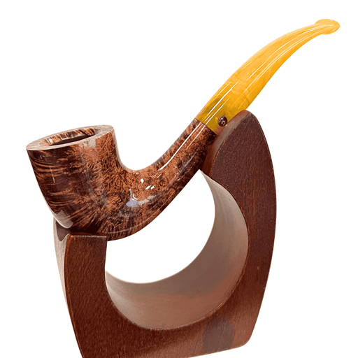 Brigham Northern Lights Klondike Yellow 47 bent billiard pipe polished briar with yellow acrylic stem premium tobacco pipe Canada