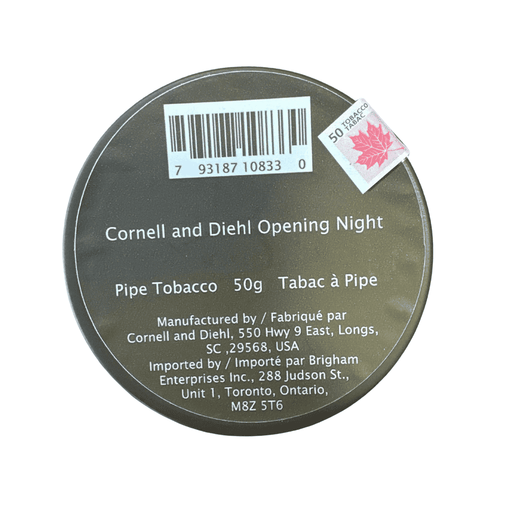 Cornell and Diehl Opening Night Pipe Tobacco 50g tin Virginia flake blend