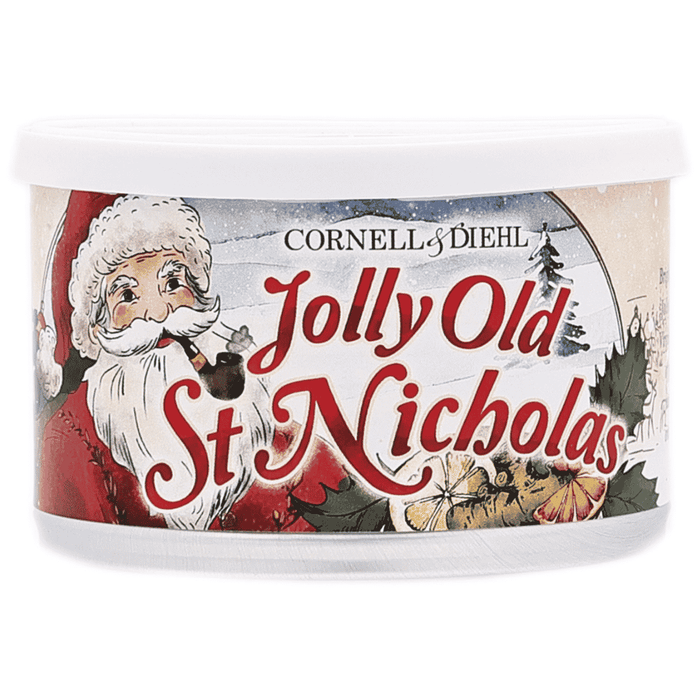 Cornell and Diehl Jolly Old St Nicholas pipe tobacco 50g tin Christmas aromatic Virginia Perique Cavendish orange ginger