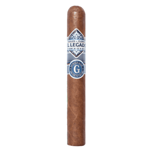 El Legado G & F cigar with Honduras Corojo wrapper and silver-blue band.