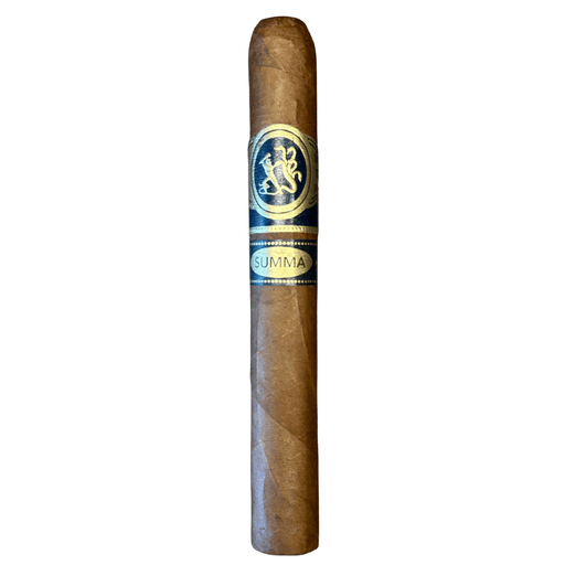 Summa cigar with a blue band featuring a logo on a white background