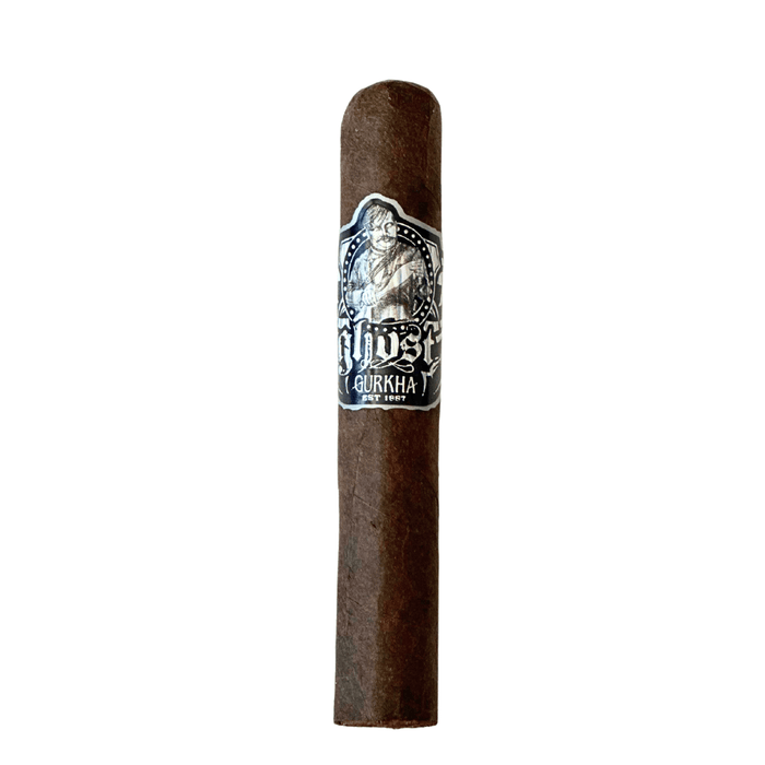 Gurkha Ghost Silver Shadow Robusto cigar with dark Brazilian Maduro wrapper, premium handcrafted cigar