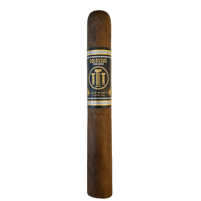 Jake Wyatt Titan Series Colossus Toro cigar with oscuro wrapper, notes of earth cocoa and spice