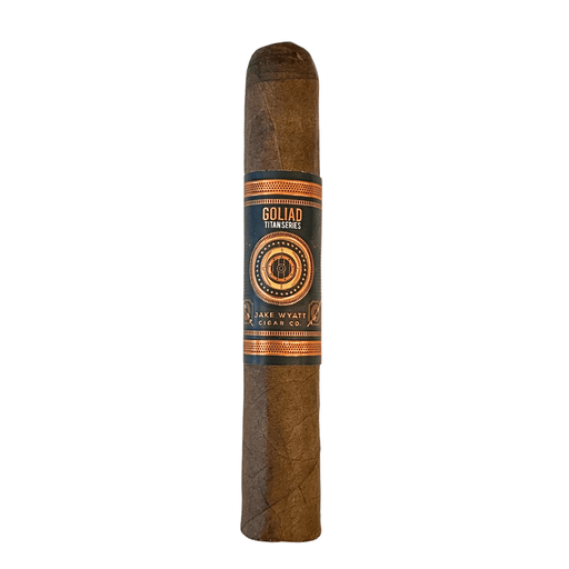 Jake Wyatt Titan Series Goliad Toro cigar with claro wrapper and navy orange band