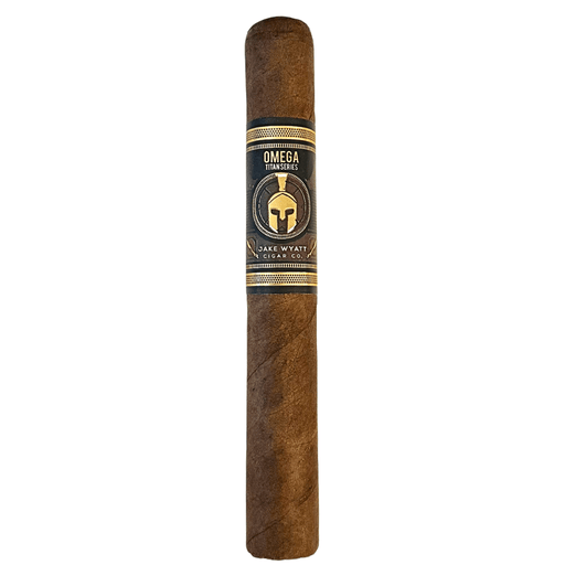 Jake Wyatt Titan Series Omega Toro cigar with rosado wrapper and navy gold Spartan helmet band