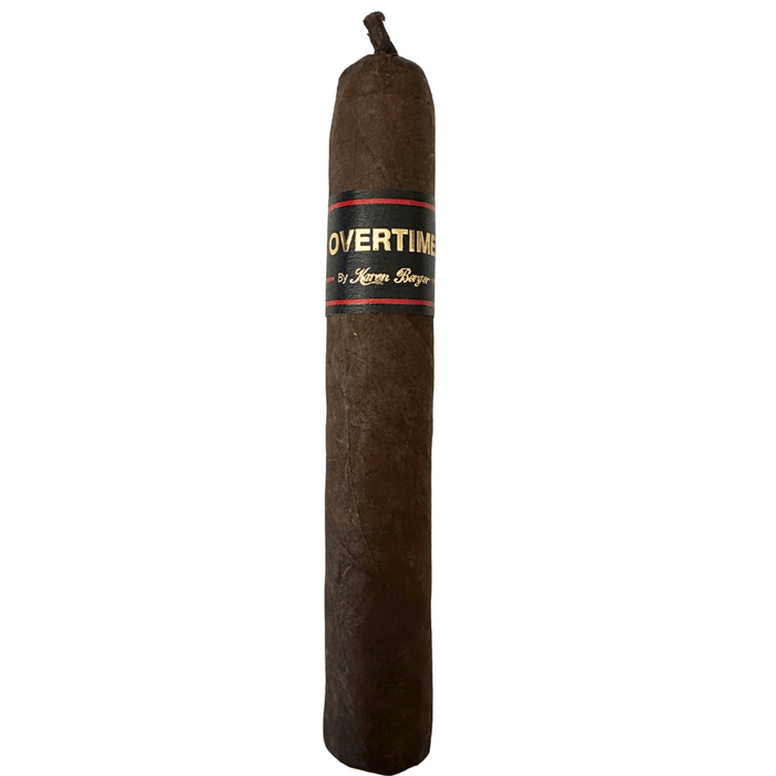 Karen Berger Overtime 6x60 Ecuadorian Maduro wrapper Sumatran binder Nicaraguan filler closed foot pigtail boutique cigar Esteli
