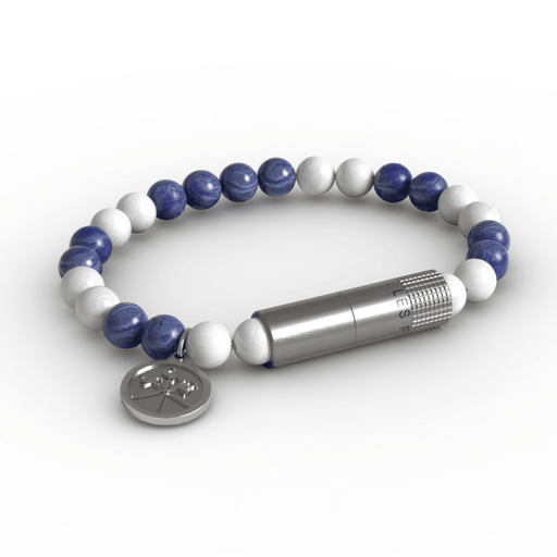 Les Fines Lames Punch Bracelet Caribe II Elastic with colorful elastic band and hidden stainless steel cigar punch displayed on a plain white background.