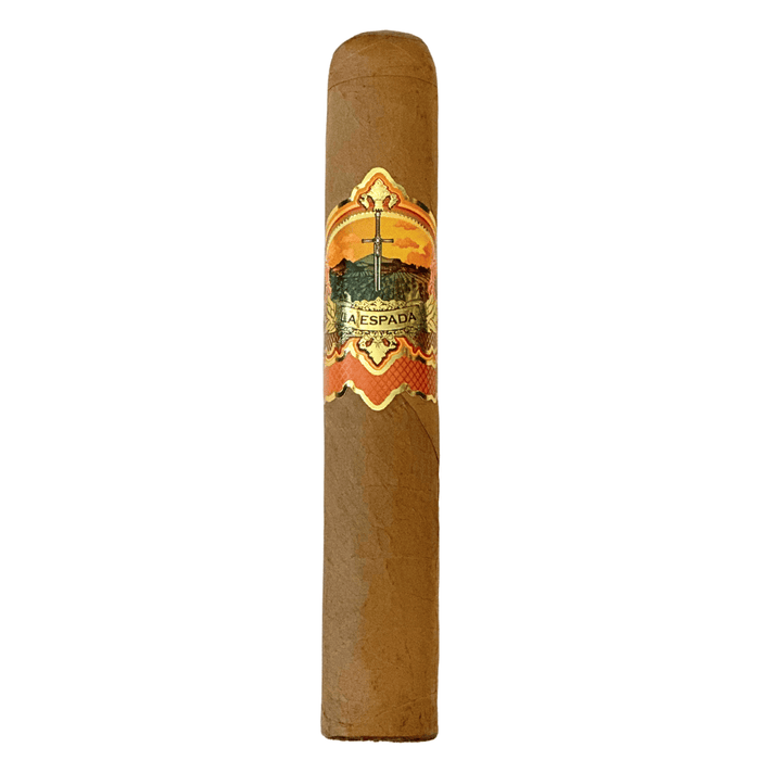 La Espada Shade Connecticut Gordo, a cigar that blends smooth sophistication with undeniable flavor. Beautiful decorative label with cigar over a white background.