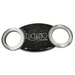 Luciano Cigars Steel Cutter Black cigar cutter with stainless steel blades and dual finger rings on white background
