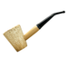 Mark Twain bent stem corncob pipe with deep Dublin bowl and hardwood base insert