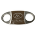 Omar Ortez steel cigar cutter with stainless steel blades and brown center panel displayed on white background