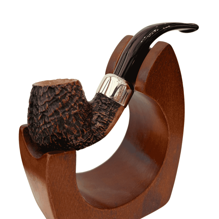Peterson Arklow 230 sandblasted bent billiard briar pipe walnut nickel army mount fishtail stem 9mm filter