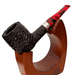 Peterson Dracula 107 rusticated straight billiard briar pipe red black acrylic fishtail stem nickel band