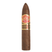Partagas Maduro No. 2 Cuban cigar standing upright, featuring a rich brown maduro wrapper with a pointed torpedo head and the classic red and gold Partagas Habana band near the top.