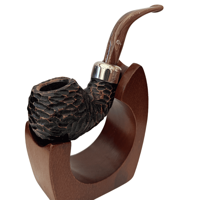 Peterson Derry Rusticated XL02 bent apple briar pipe nickel army mount acrylic fishtail stem Irish pipe Peterson of Dublin