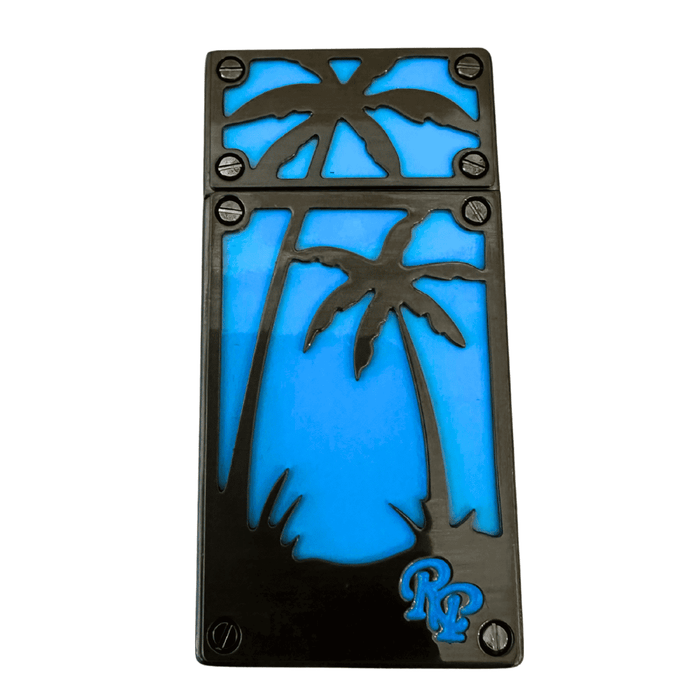 Rocky Patel Burn Palm Tree double torch lighter blue cigar lighter wind resistant dual jet flame lifetime warranty premium cigar lighter