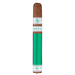 Rocky Patel Emerald Toro cigar standing upright on a white background with an Ecuador Habano wrapper, white and green Rocky Patel bands and a green foot sleeve.