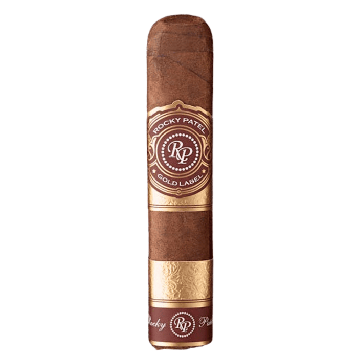 Rocky Patel Gold Label Half Corona, standing upright with a white background