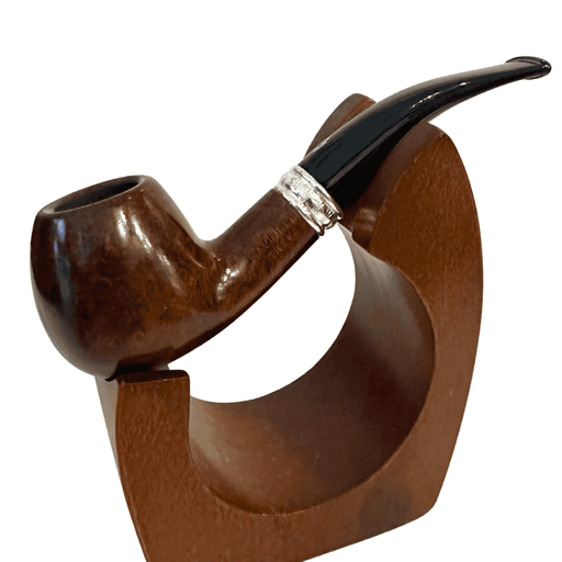 Savinelli Trevi Smooth 626 Italian briar bent Apple pipe 6mm filter chestnut finish nickel band Italian handmade pipe