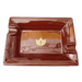 Toscano ceramic cigar ashtray in brown gloss with gold tobacco leaf crest and four cigar rests