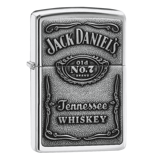 Zippo Jack Daniels chrome emblem lighter Old No 7 Tennessee Whiskey design silver windproof refillable lighter made in USA