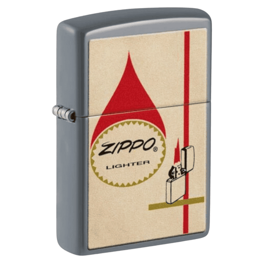 Zippo lighter with vintage design on a beige background