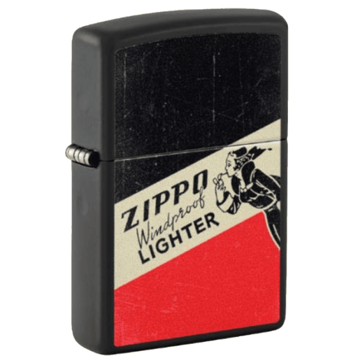 Zippo lighter with vintage design on a white background
