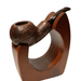 Chacom Reverse Calabash Brown sandblasted briar smoking pipe with black stem displayed on wooden stand