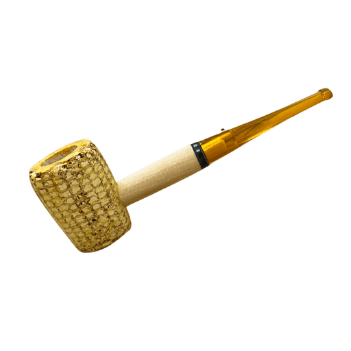 Missouri Meerschaum corncob pipe with straight stem and natural cob bowl