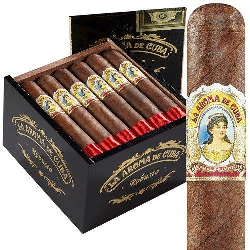 Now made by Jose 'Don Pepin' Garcia in Nicaragua, La Aroma de Cuba is a bold blend of Cuban-seed Nicaraguan long-fillers insider a dark Connecticut Broadleaf wrapper. The flavor is zesty throughout with a smooth core of deep, earthy sensations balanced by a rich core of tobacco flavors.