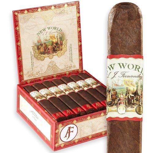 New World is a cigar blended by AJ Fernandez to commemorate this momentous occasion. Deep and darkly hued Nicaraguan wrappers cradle a fortified pairing of long-filler core components from three key regions in Nicaragua with medium to full-bodied notes of earth, spicy espresso and sharp, sweet hints of dark chocolate.