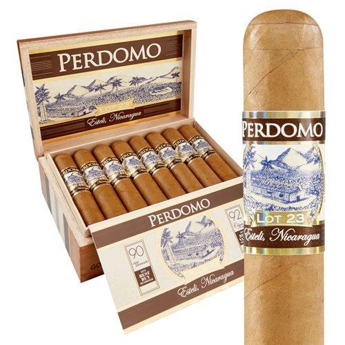 The PERDOMO Lot 23 Maduro features 5-year aged higher-priming Cuban-seed Nicaraguan Maduro wrappers that add a rich sweetness to the robust 5-year aged Cuban-seed Nicaraguan binder and filler tobaccos. The PERDOMO Lot 23 Maduro has complex flavors and outstanding aromas with hints of mocha and spice on the finish.